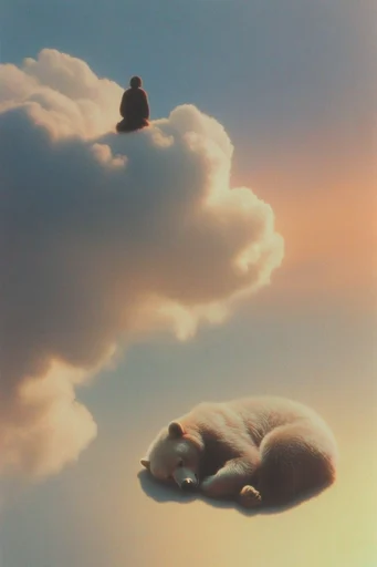 Ethereal Celestial Surrealism style reference image — fluffy cumulus clouds