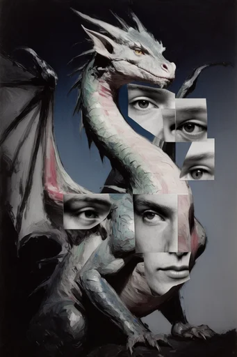 Fragmented Monochrome Surrealism style reference image — high-contrast lighting