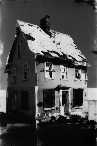 Gritty Monochromatic Collage style reference image — analog film grain