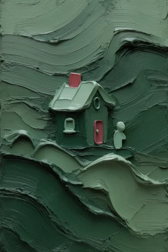 Tactile Verdant Surrealism style reference image — sculptural brushstrokes