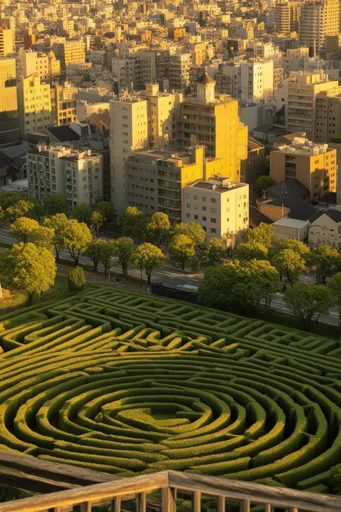 Surrealist Topiary Labyrinths style reference image — surrealist topiary maze