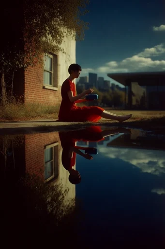 Submerged Twilight Surrealism style reference image — split-level surrealism