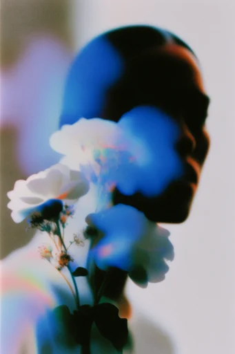Ethereal Chromatic Noir style reference image — cobalt and neon palette