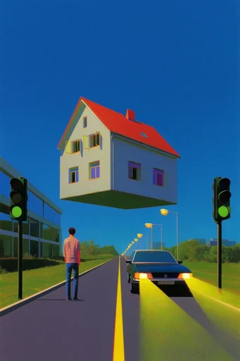 Surrealist Geometric Liminality style reference image — retro-surrealism