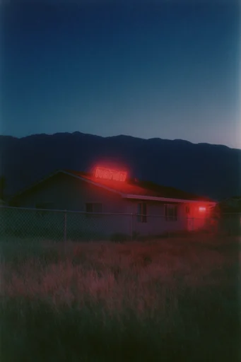 Crimson Nocturnal Liminality style reference image — saturated red lighting