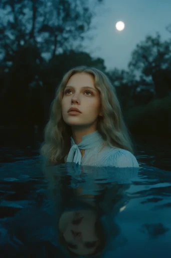 Submerged Twilight Surrealism style reference image — deep blue and gold palette