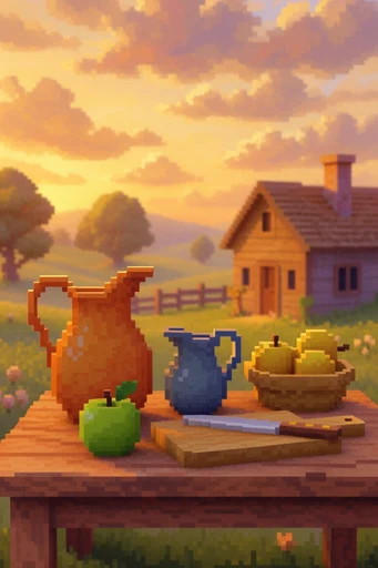 Retro Voxel Sunset style reference image — voxel art style