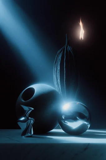 Nocturnal Cyan Surrealism style reference image — chiaroscuro