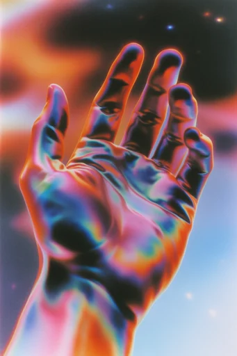 Chromatic Thermal Mirage style reference image — liquid chrome texture
