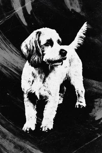 Gritty Monochromatic Surrealism style reference image — glitch art distortion
