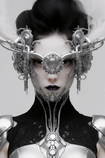 Surreal Chrome Futurism style reference image — cybernetic humanoid