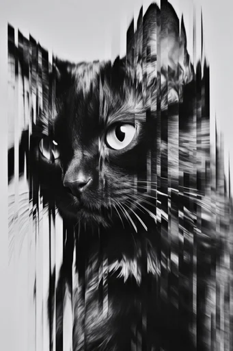 Fragmented Monochrome Surrealism style reference image — lenticular effect