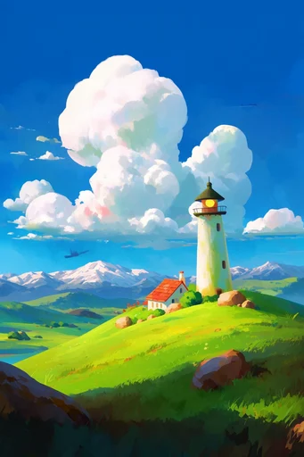 Vibrant Whimsical Solarpunk style reference image — sunny day