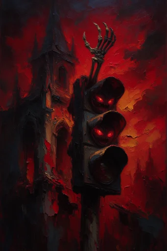 Infernal Gothic Impasto style reference image — chiaroscuro lighting