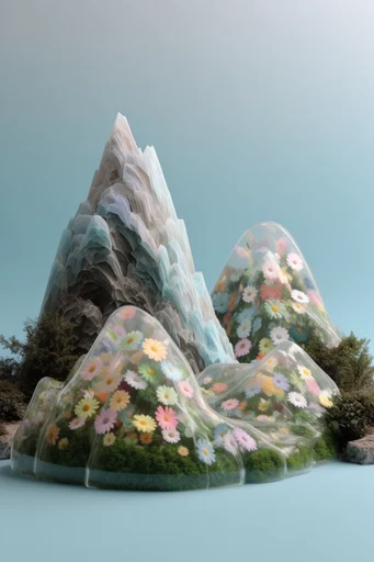 Translucent Biophilic Glassmorphism style reference image — translucent glass vessels