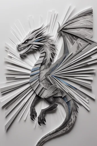 Fractured Monochrome Assemblage style reference image — radial papercut