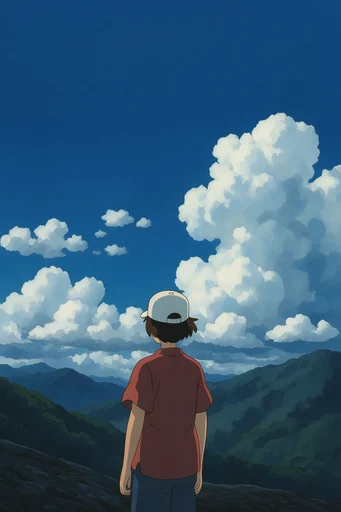 Nostalgic Anime Cloudscapes style reference image — Studio Ghibli inspired background