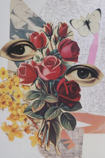 Fragmented Analog Surrealism style reference image — fragmented facial features