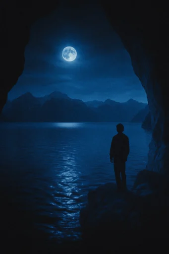 Luminous Nocturnal Melancholy style reference image — high-contrast monochrome
