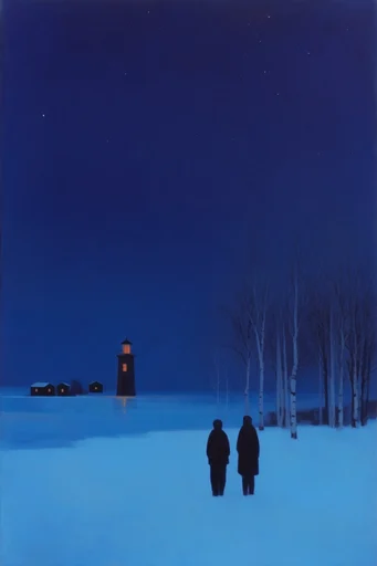 Luminous Fauvist Nocturnes style reference image — graphic silhouettes
