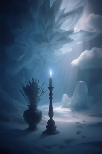 Celestial Glacial Solitude style reference image — monochromatic icy blue