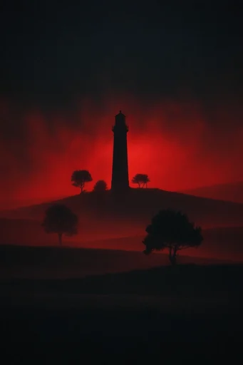 Monochromatic Crimson Noir style reference image — glowing scarlet atmosphere