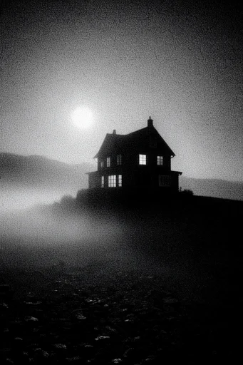 Monochromatic Occult Noir style AI image example 4