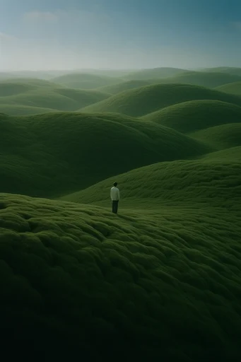 Surreal Velvet Verdancy style reference image — rolling organic hills