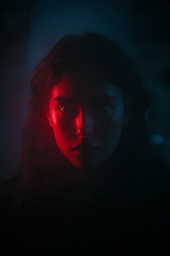 Cinematic Neon Noir style reference image — wet asphalt reflections