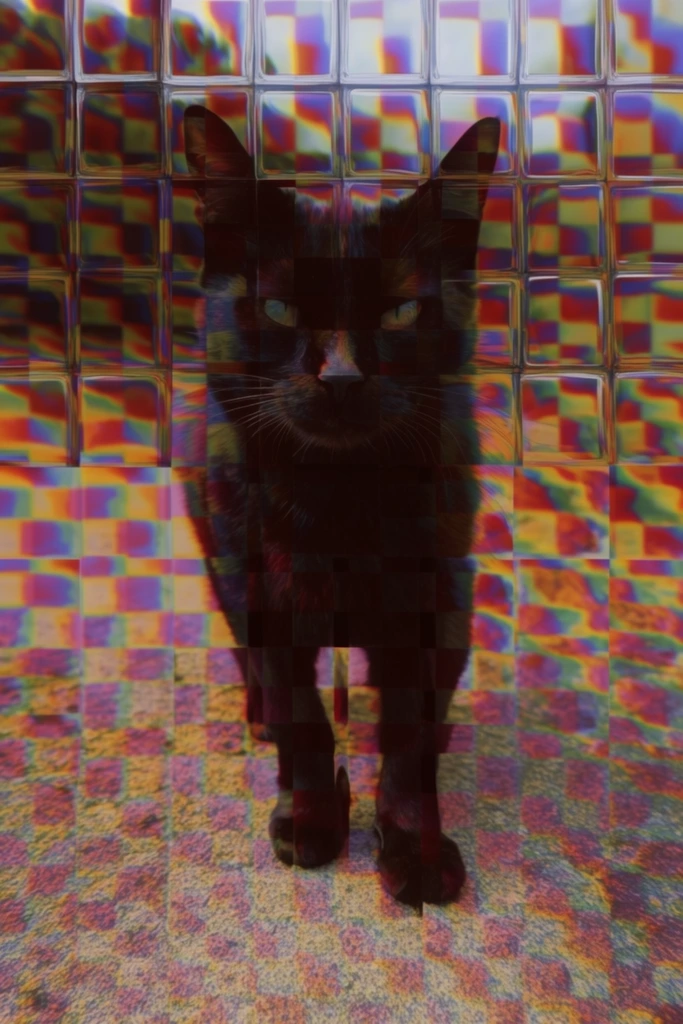Fragmented Neon Surrealism style AI image example 3