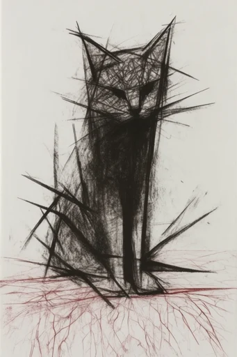 Raw Crimson Expressionism style reference image — frenetic scribbles