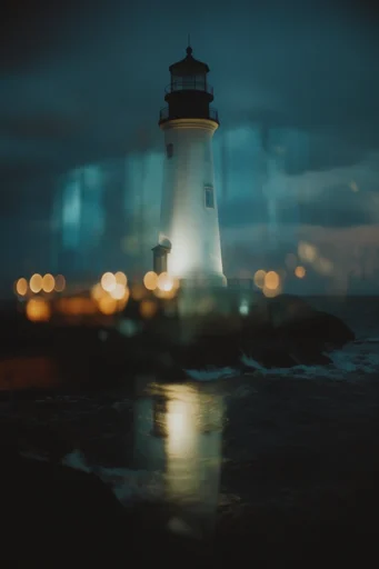 Cinematic Nocturnal Reflections style reference image — warm urban bokeh