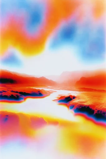 Luminescent Thermal Etherealism style reference image — solarized analog film grain