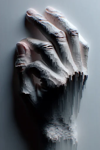 Monochrome Glitch Brutalism style reference image — high-contrast chiaroscuro