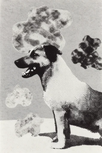 Textured Monochrome Surrealism style reference image — tactile pointillism