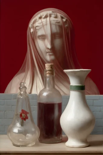 Translucent Crimson Etherealism style reference image — translucent layering
