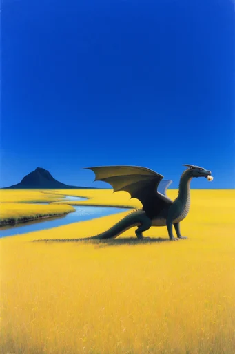 Saturated Surrealist Minimalism style reference image — cobalt blue sky