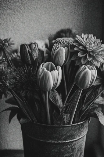 Monochrome Chiaroscuro Realism style reference image — tactile texture
