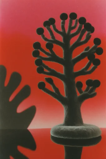 Crimson Velvet Surrealism style reference image — vivid crimson red background