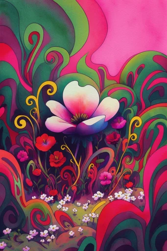 Surreal Psychedelic Fluidity style reference image — textured paper aesthetic