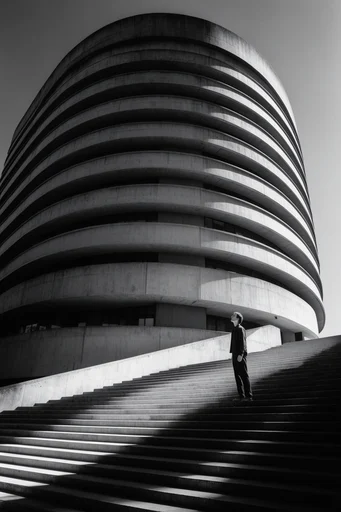 Monochrome Architectural Noir moodboard — generate AI images in this style