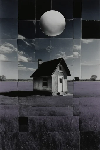 Deconstructed Monochrome Surrealism style AI image example 4