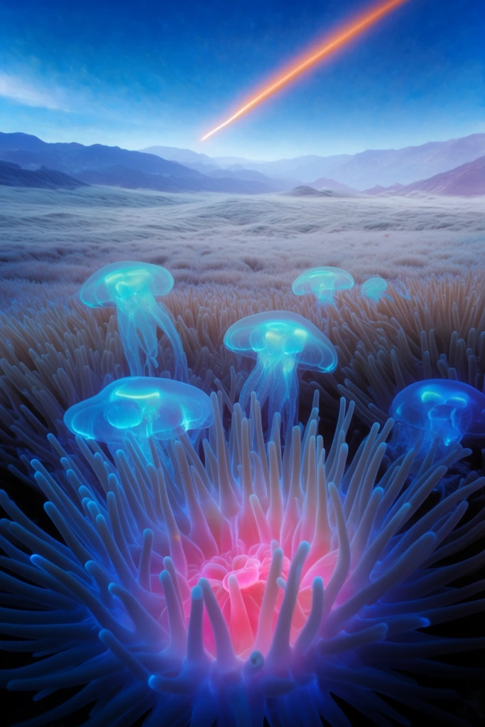 Bioluminescent Abyssal Macro style AI image example 2