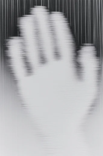 Monochromatic Digital Disintegration style reference image — linear displacement