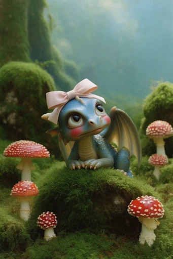 Surreal Glossy Botanical style reference image — whimsical fairy tale aesthetic