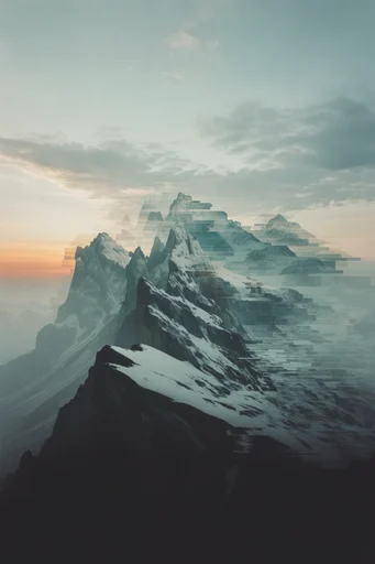 Ethereal Glitch Surrealism style reference image — high-contrast monochrome