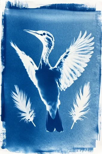 Ethereal Cyanotype Botanical style reference image — botanical photogram