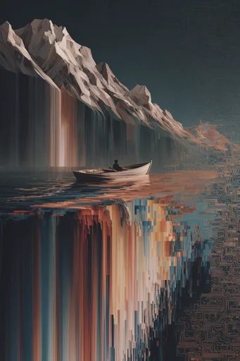 Cybernetic Glitch Surrealism style reference image — pixel sorting