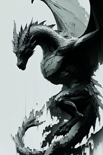 Monochromatic Digital Erosion style reference image — datamoshing