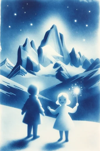 Ethereal Cyanotype Dreamscape style reference image — cyanotype print aesthetic